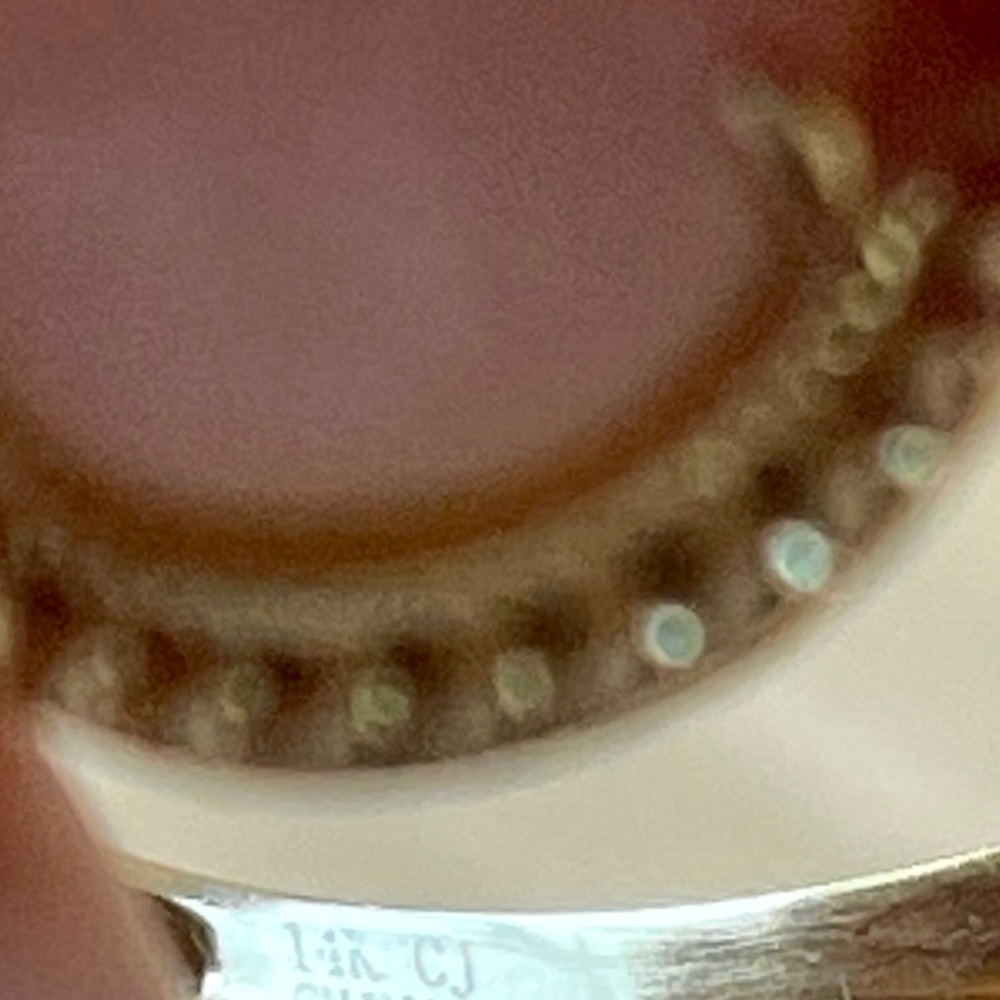 14K Yellow gold natural Oval cabochon Peruvian pink opal & diamonds ring RARE - Picture 7 of 16